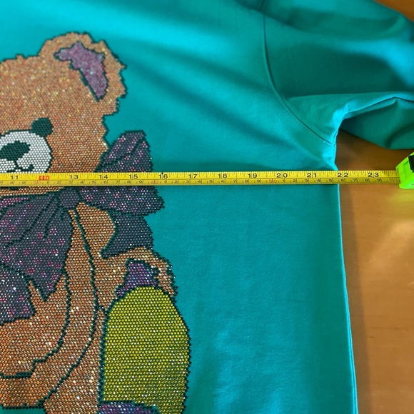 Teal Sweatshirt with Sequin Teddy Bear Design - Picture 6 of 7